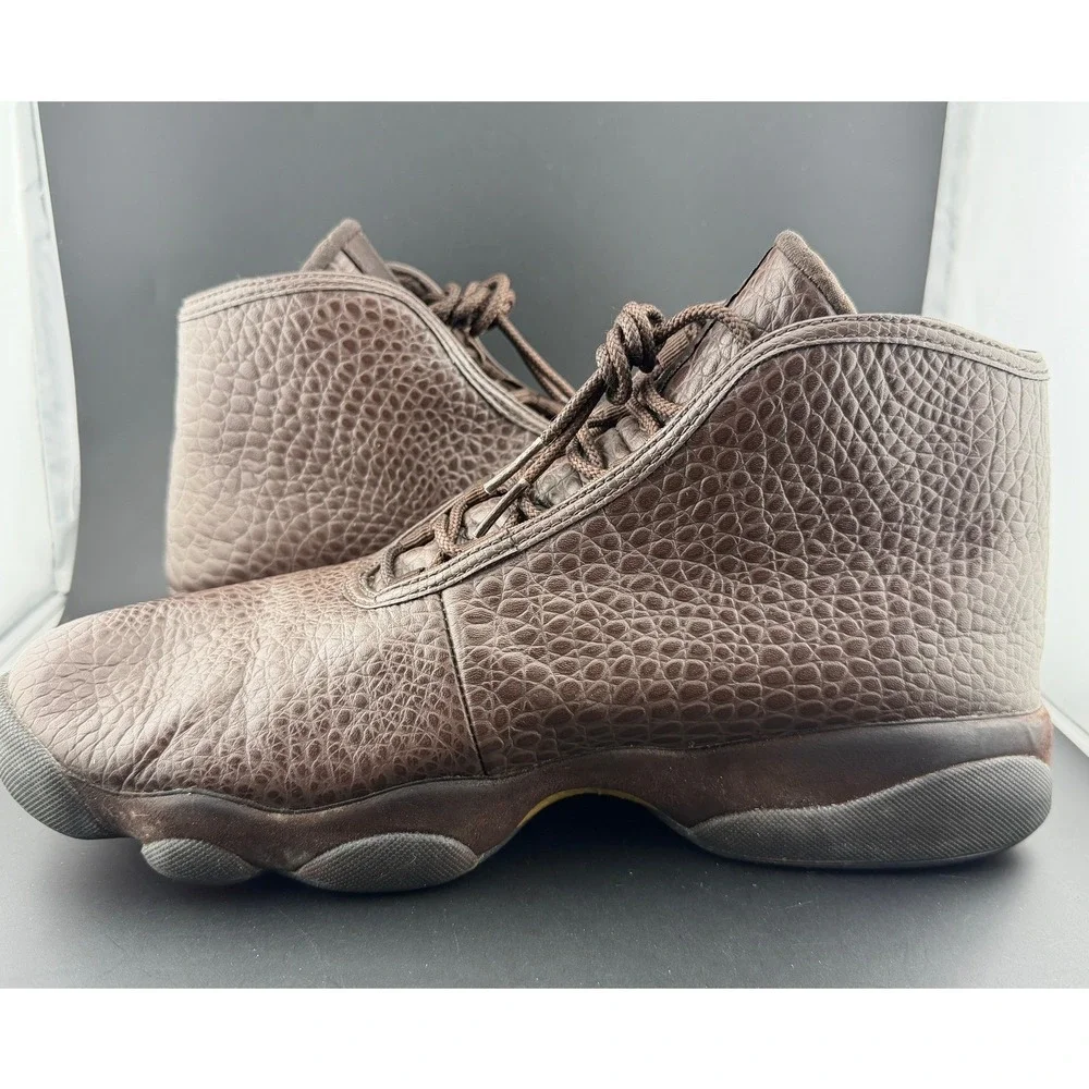 Air Jordan Horizon Premium Brown Croc-Leather Sneakers, 822333-205, Mens 10.5